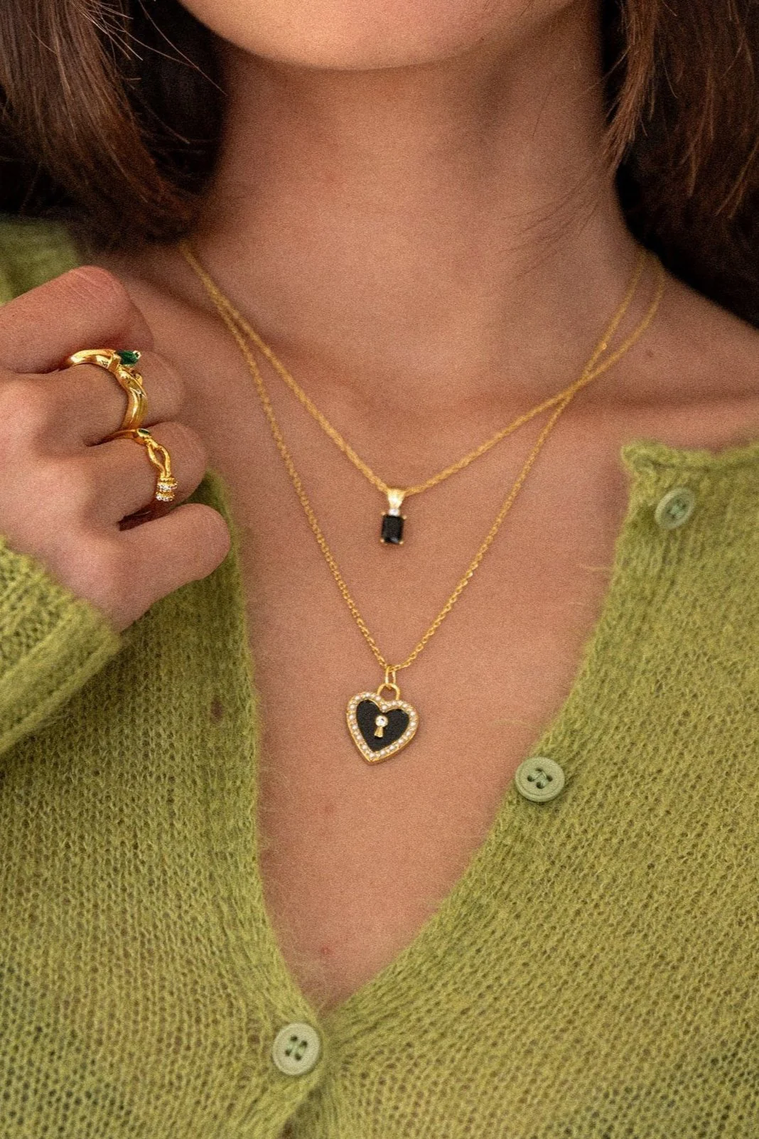 Black Onyx Heart Lock Necklace - Image 5
